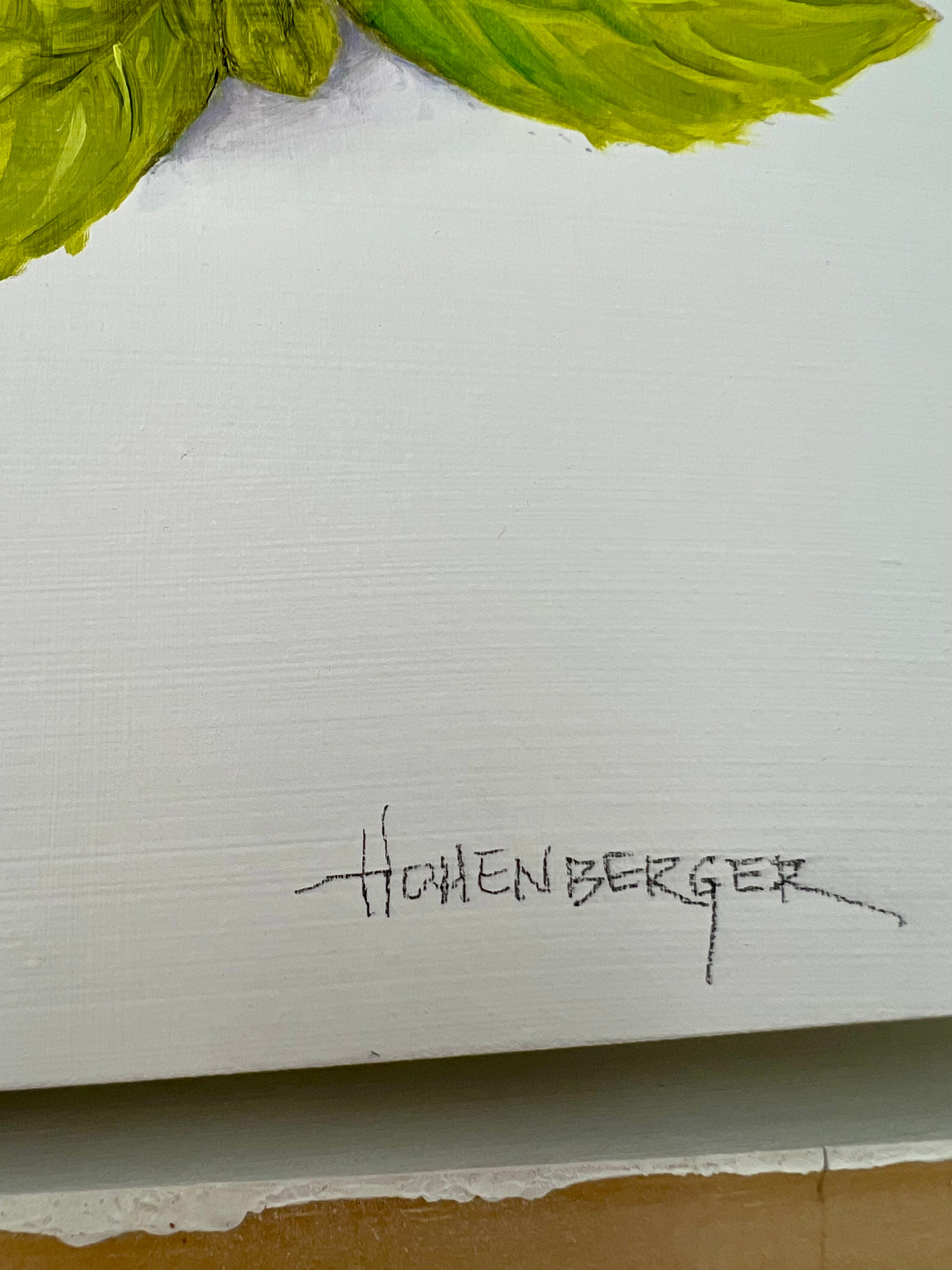 SIGNED ROSE HOHENBERGER (HOUSTON, TEXAS) FRUIT STILL LIFE PANEL SERIES — SET OF FOUR — 12"×12" DEEP-EDGE WOOD PANELS