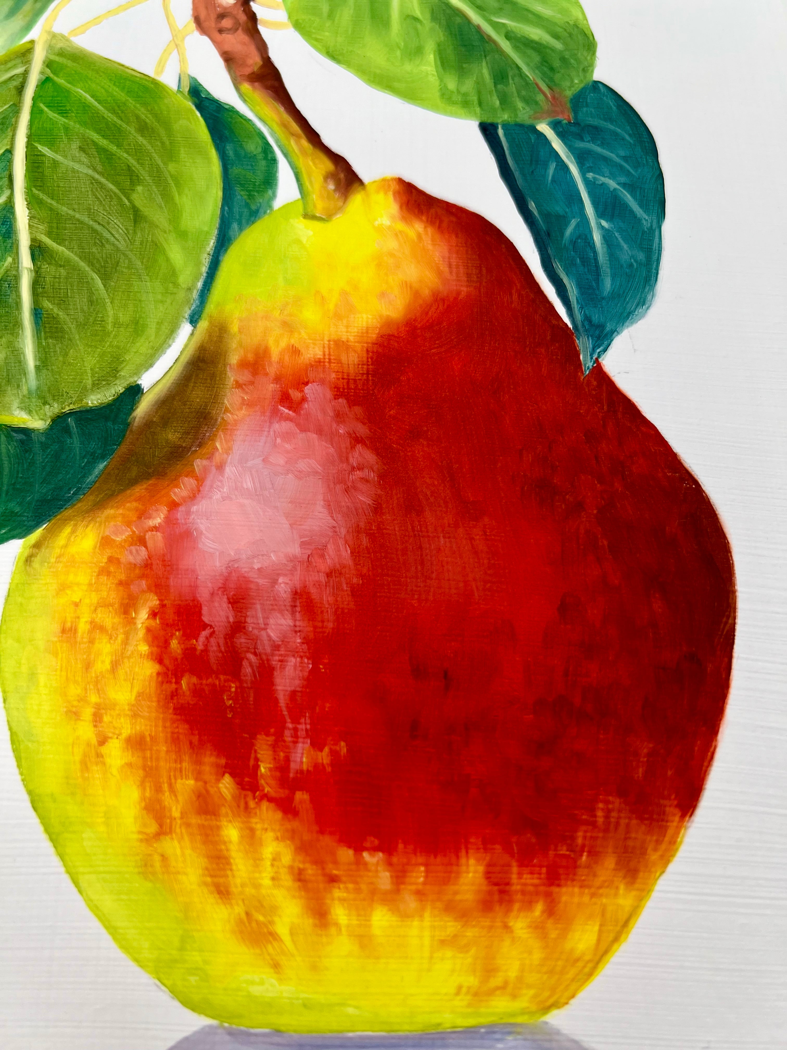 SIGNED ROSE HOHENBERGER (HOUSTON, TEXAS) FRUIT STILL LIFE PANEL SERIES — SET OF FOUR — 12"×12" DEEP-EDGE WOOD PANELS