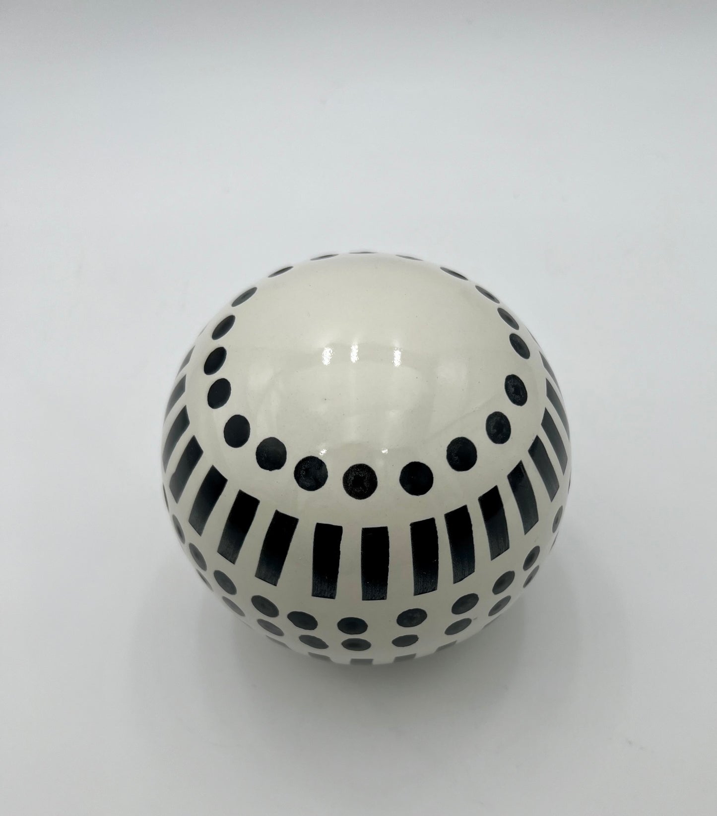 BLACK AND WHITE CERAMIC DECORATIVE  ORB