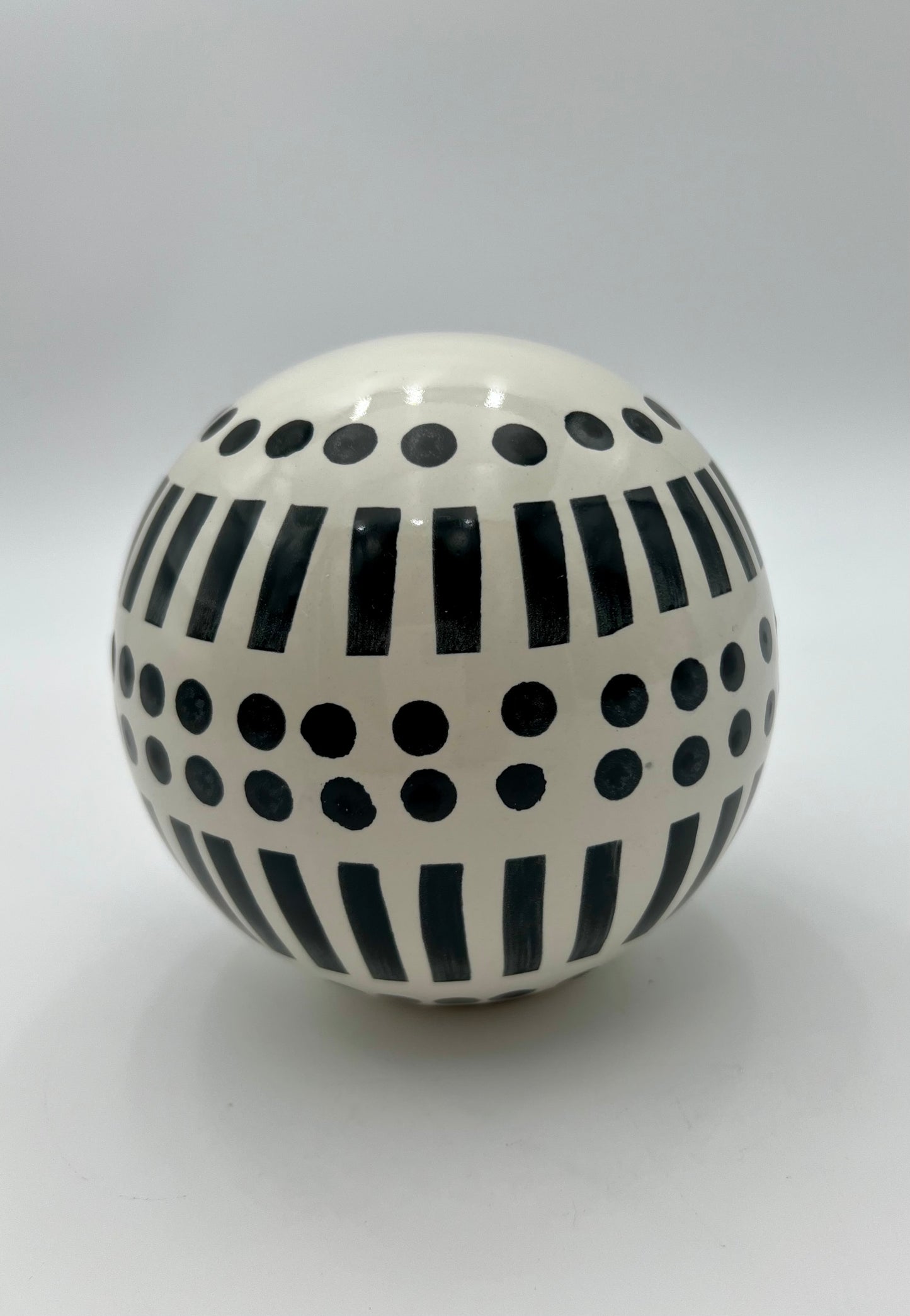 BLACK AND WHITE CERAMIC DECORATIVE  ORB