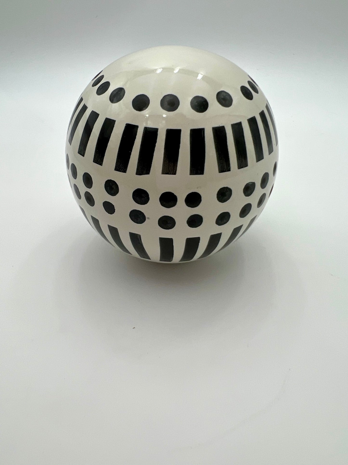 BLACK AND WHITE CERAMIC DECORATIVE  ORB