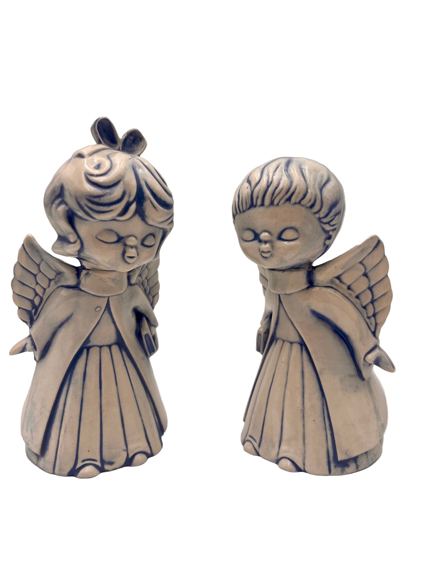 VINTAGE SIGNED CERAMIC KISSING ANGELS CIRCA 1983
