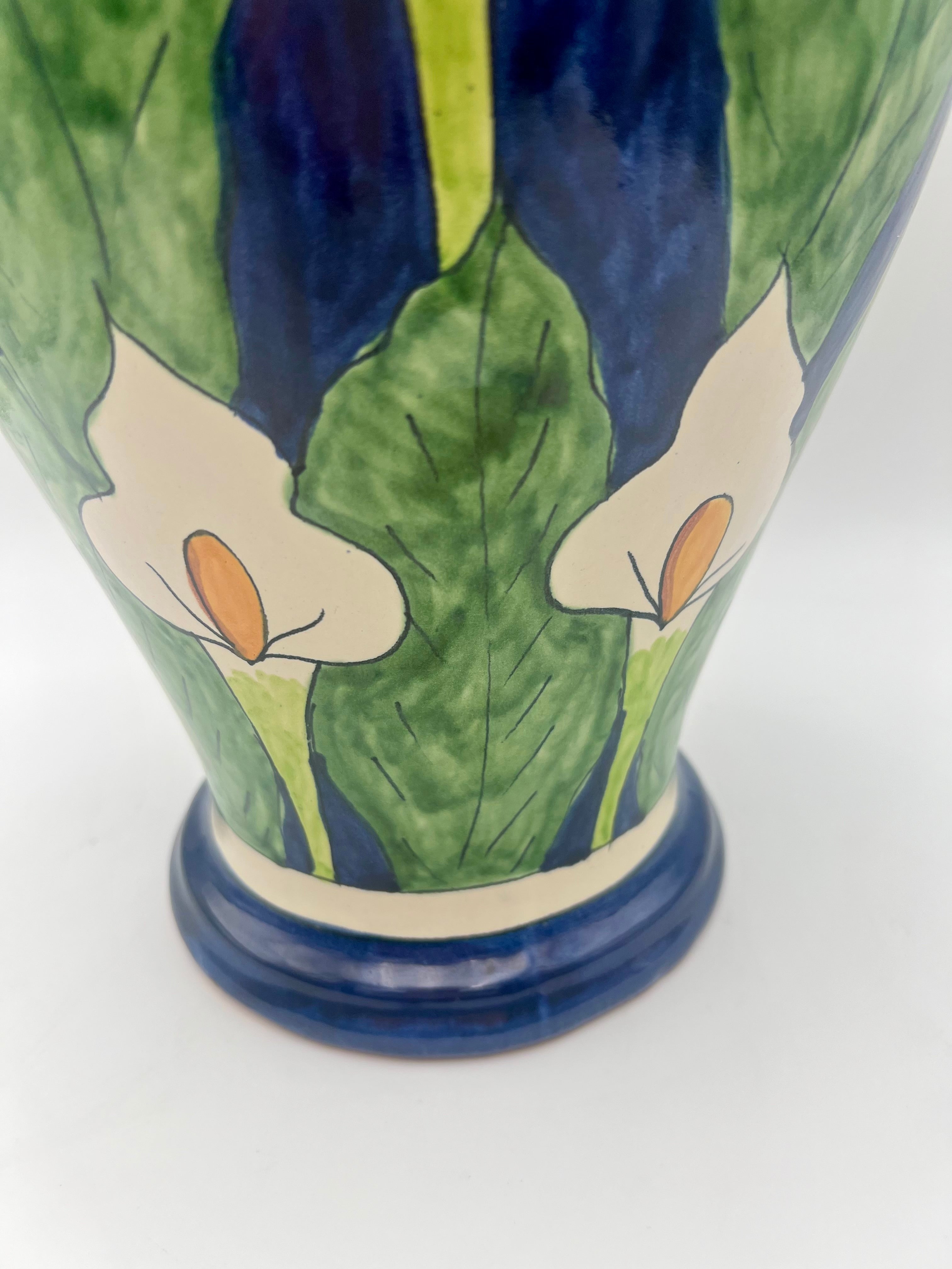 VINTAGE TALAVERA CALLA LILY LIDDED VASE