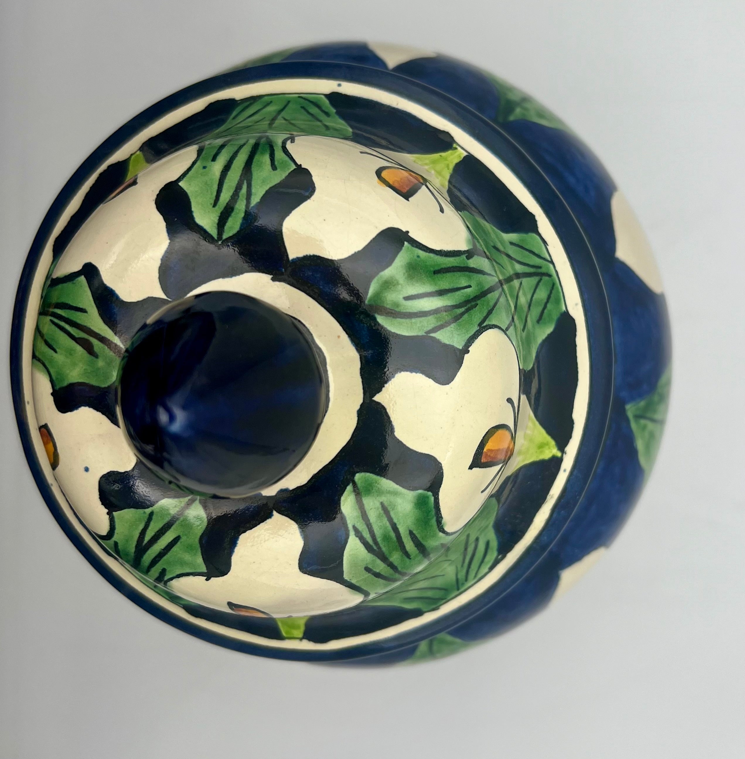 VINTAGE TALAVERA CALLA LILY LIDDED VASE