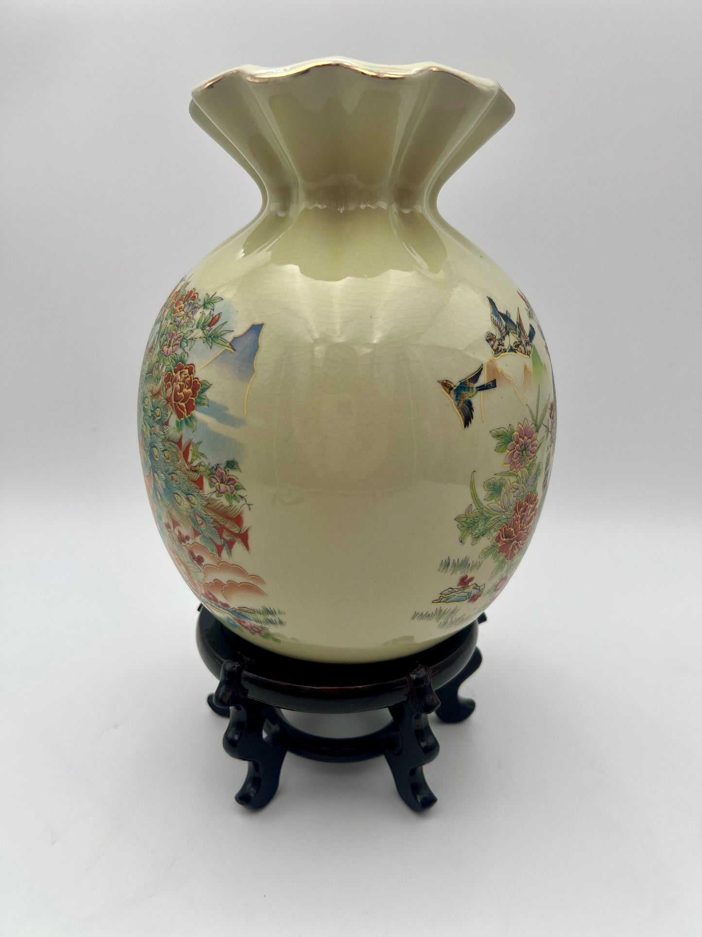 VINTAGE 1980s PEACOCK VASE