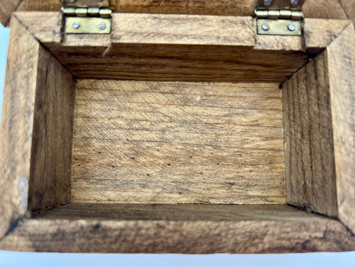 VINTAGE BOHO STAINED GLASS WOOD JEWERLY BOX