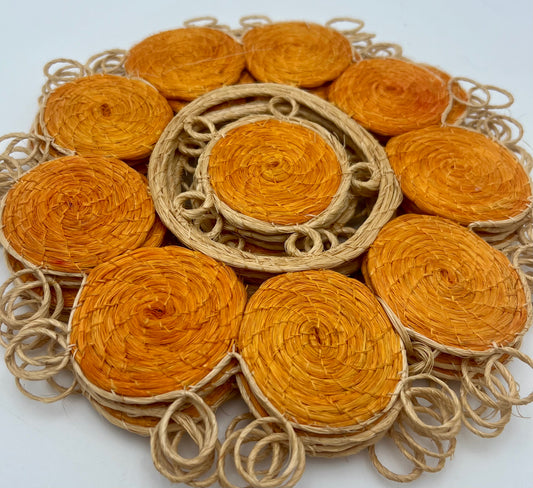 VINATGE MID CENTURY NEVER USED SALAD  PLATE ORANGE PLACEMATS SET OF 6