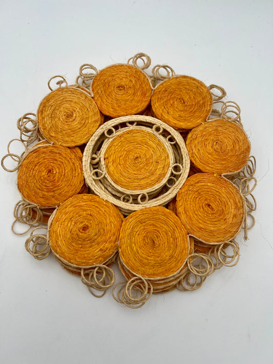 VINTAGE MID-CENTURY BRAND-NEW ORANGE DINNER PLATE PLACEMATS SET OF 6