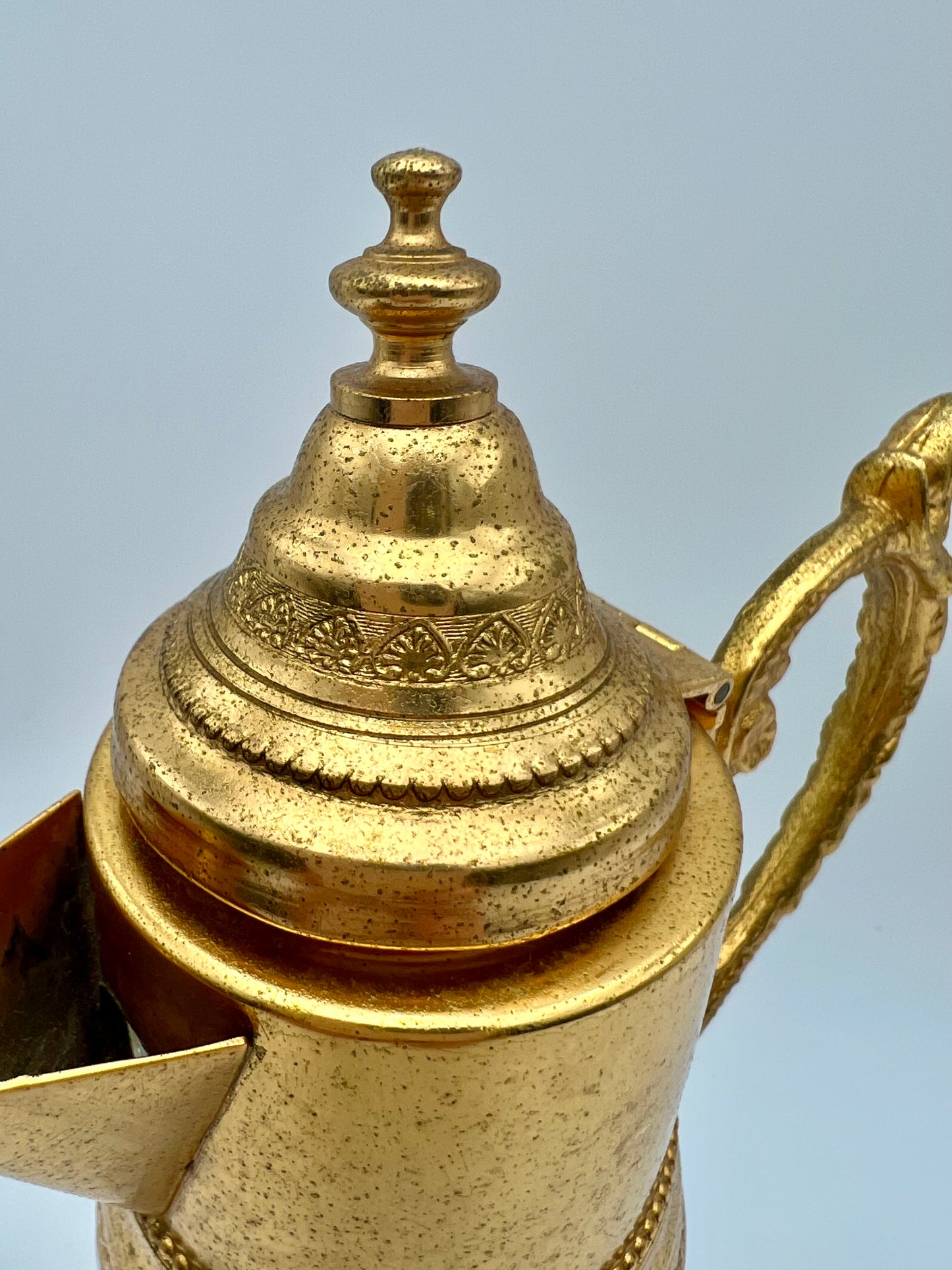 ANTIQUE ART DECO DIAMOND TIP CRYSTAL  AND GILT LION HEAD HANDLE JUG, CIRCA  1930’S