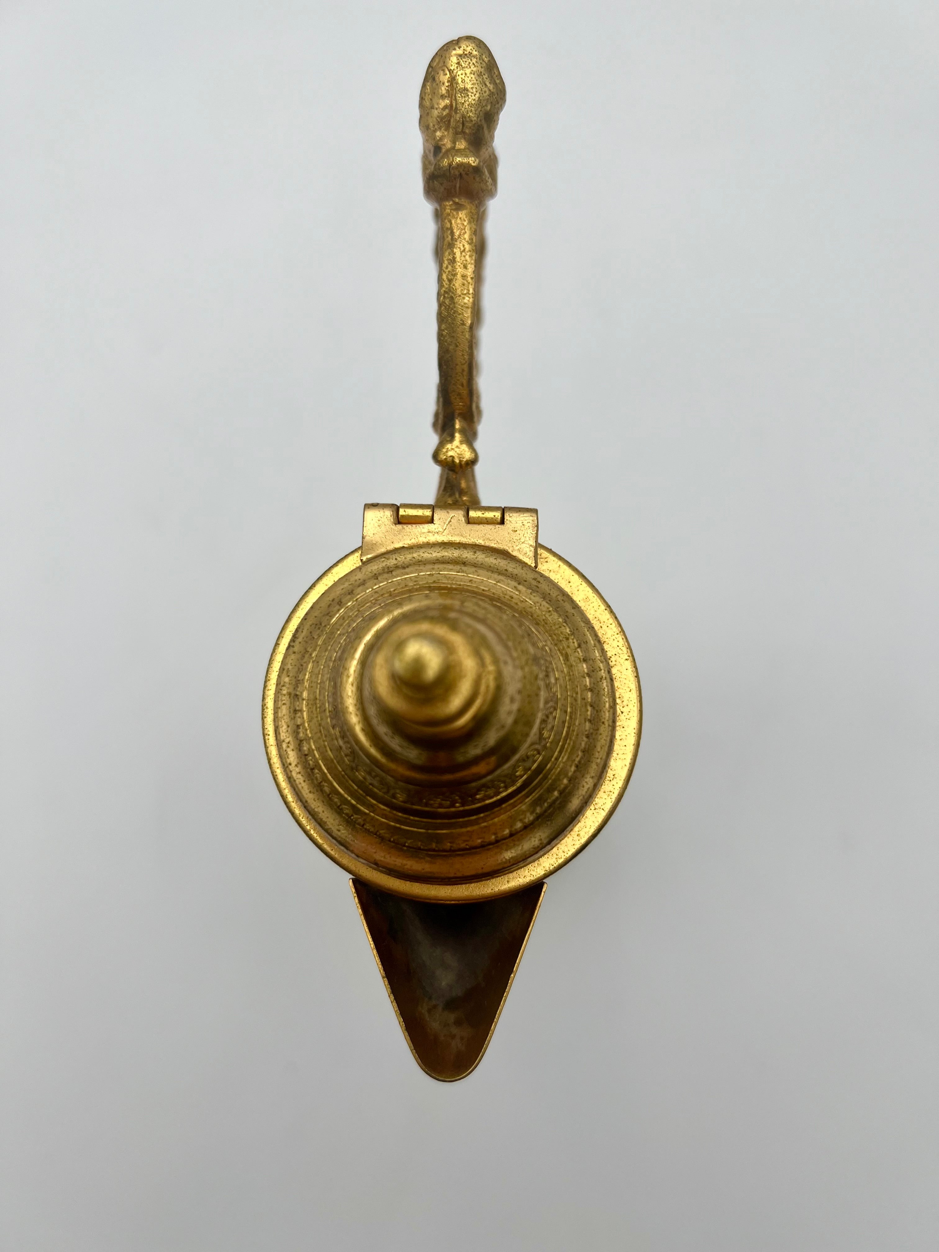 ANTIQUE ENGLISH CUT GLASS AND GILT METAL CLARET JUG – LATE VICTORIAN BARWARE, FIGURAL HANDLE, CIRCA 1880