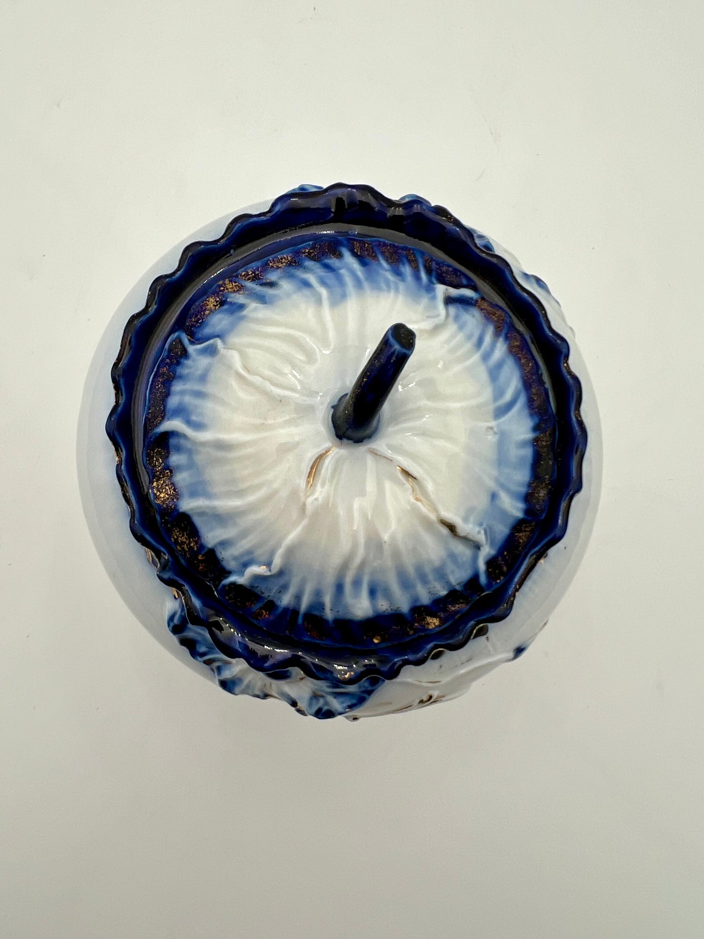 VINTAGE BLUE WHITE AND GOLD  MELON JAR