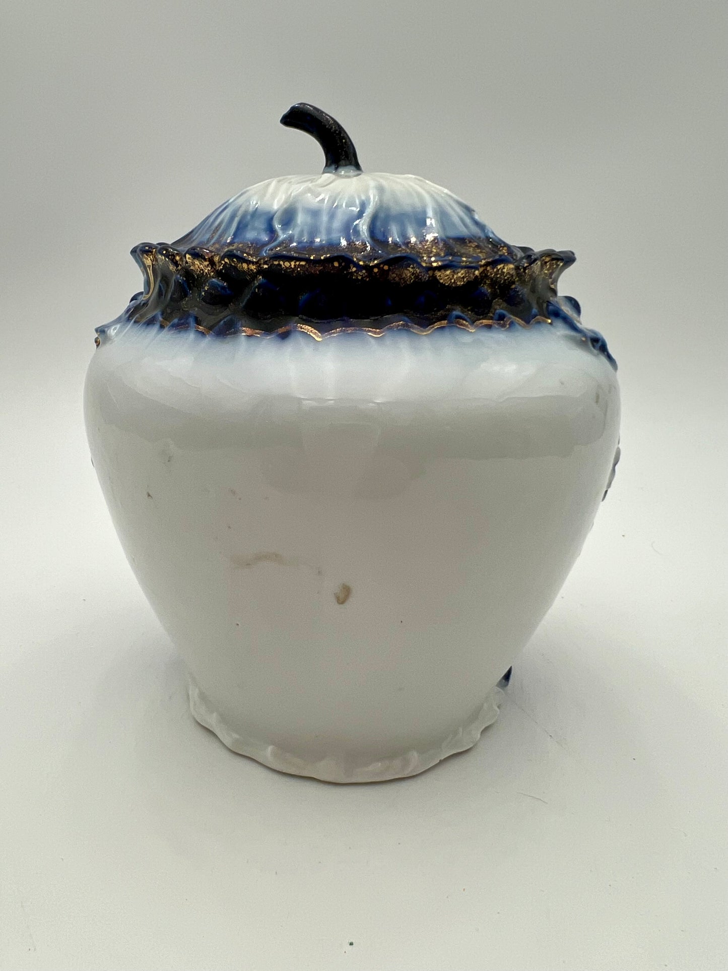 VINTAGE BLUE WHITE AND GOLD  MELON JAR