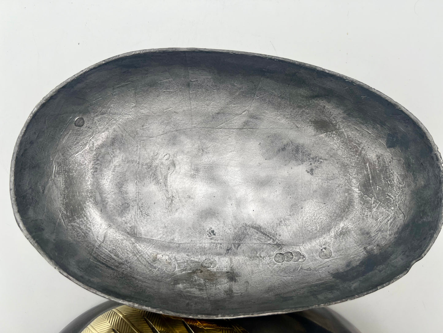 VINTAGE MID CENTURY PEWTER AND BRASS DUCK VESSEL, CIRCA 1970’S