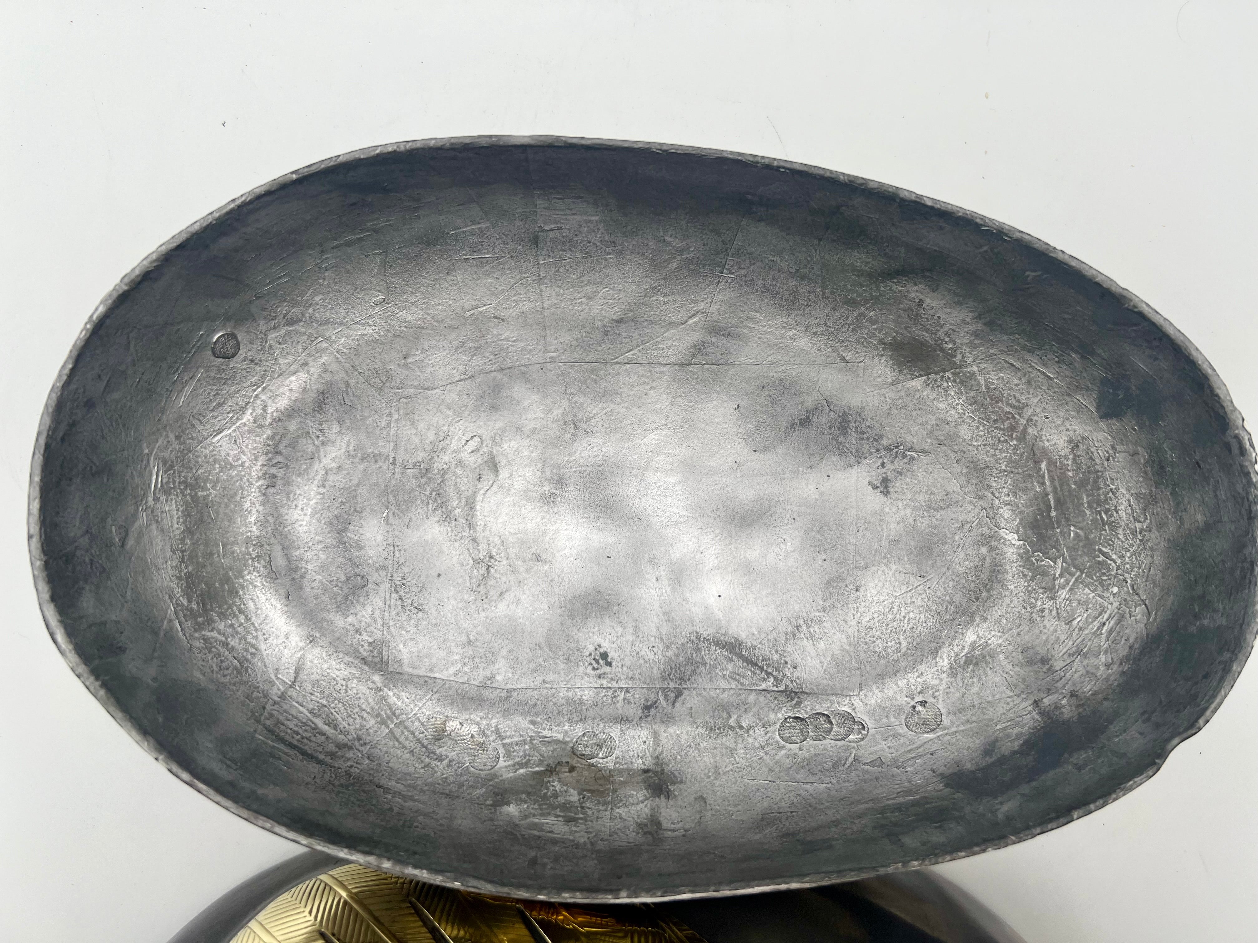 VINTAGE BRASS & PEWTER DUCK LIDDED BOX — NEIMAN MARCUS ERA INDIAN METAL ART