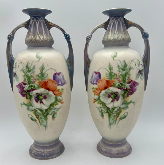PAIR OF ANTIQUE ART DECO EUROPEAN VASES