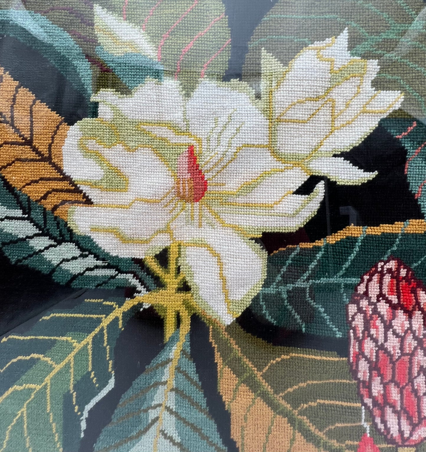 VINTAGE FRAMED BOHO NEEDLEPOINT