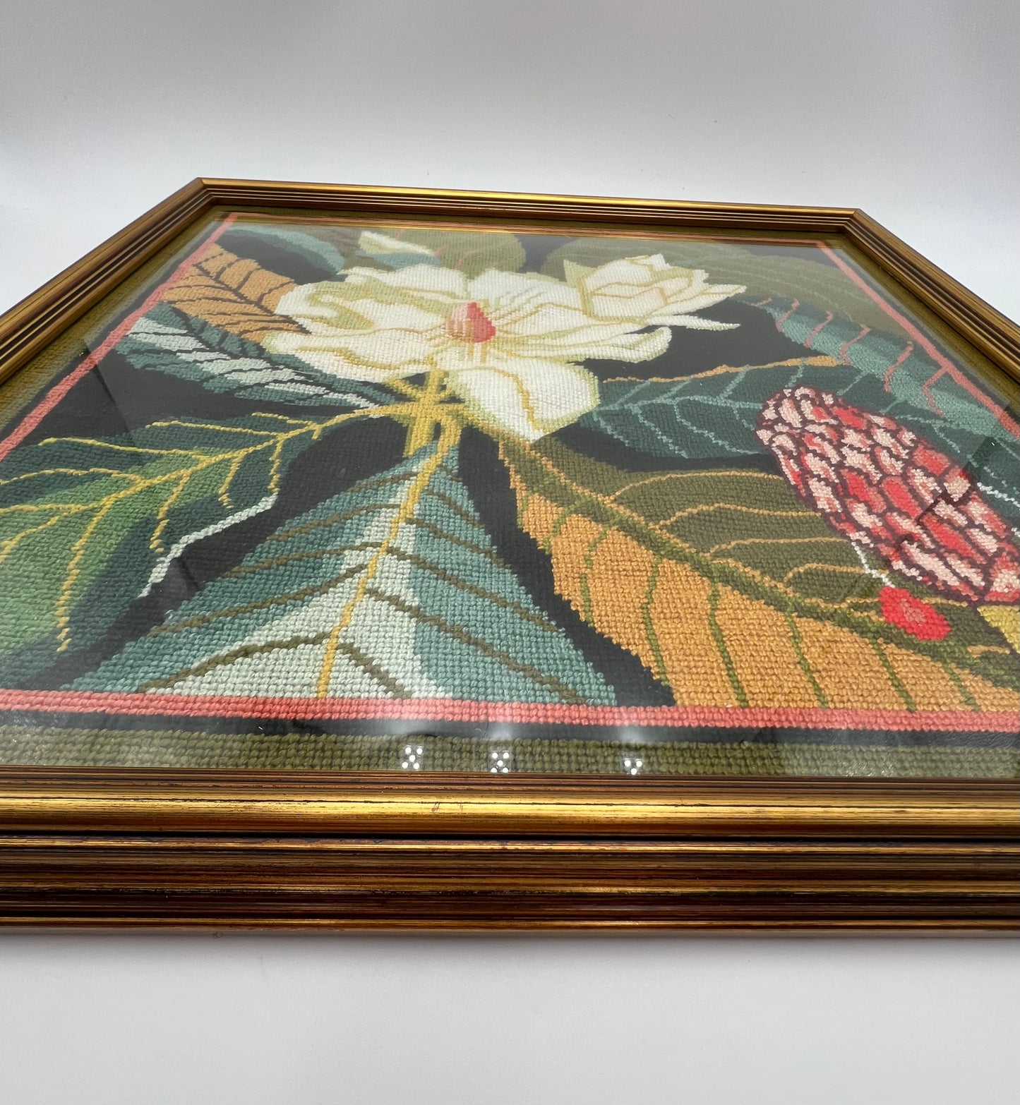 VINTAGE FRAMED BOHO NEEDLEPOINT