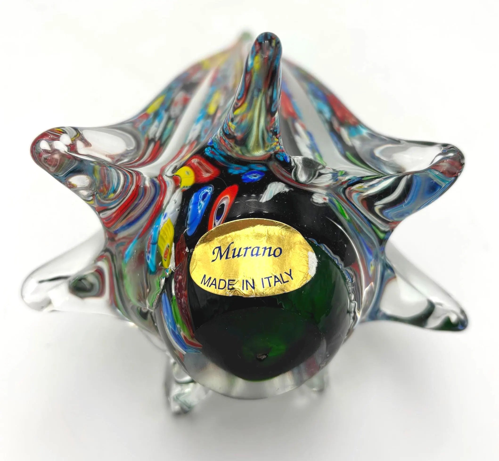 Murano Glass Christmas Tree Millefiori Italian Hand Blown Art Glass Holiday Decor Vintage Murano Sculpture Sommerso Glass Centerpiece