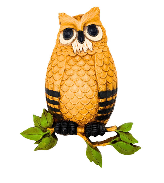 VINTAGE 1976 HOMCO OWL WALL PLAQUE 7403 LARGE WOODLAND DECOR MADE IN USA