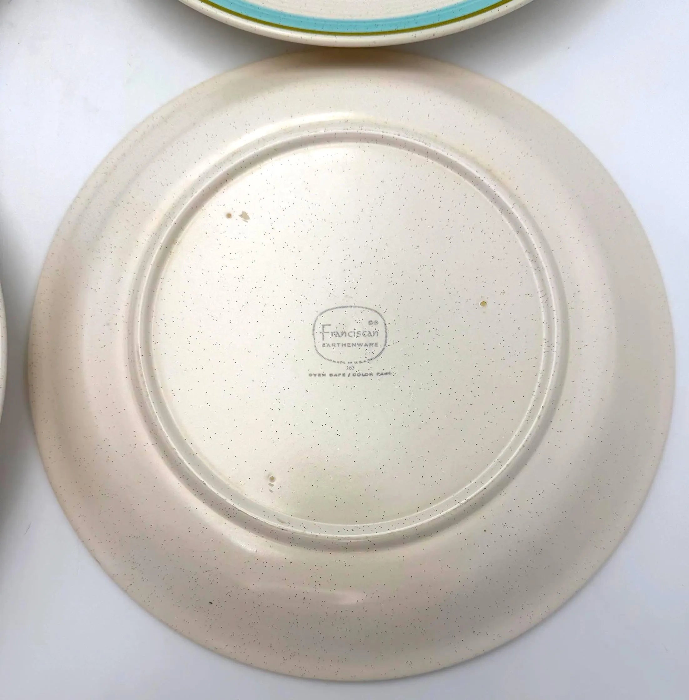 SET OF 4 VINTAGE FRANCISCAN TULIP TIME DINNER PLATES – BLUE GREEN FLORAL MID CENTURY FARMHOUSE TABLEWARE