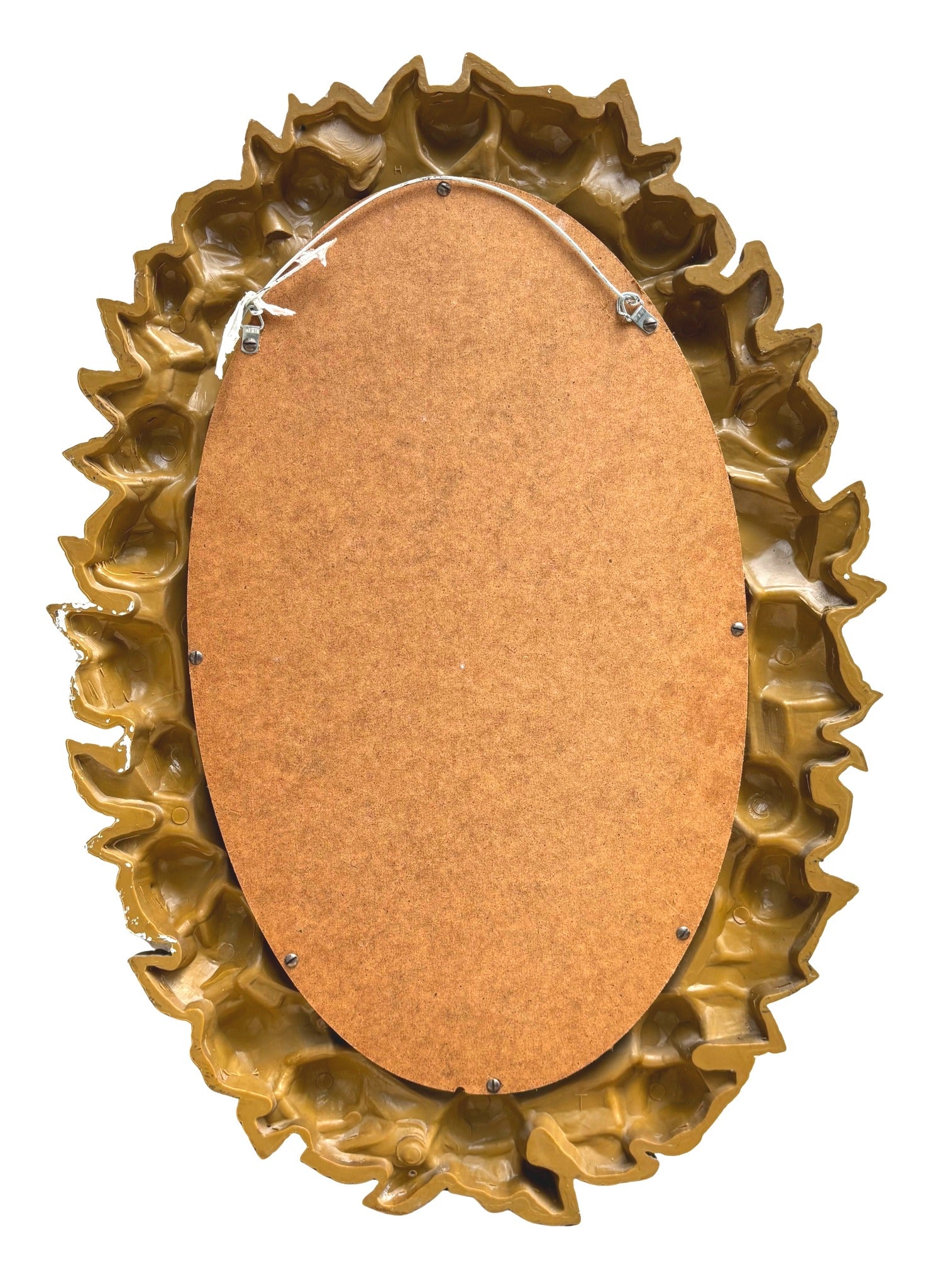 VINTAGE HOLLYWOOD REGENCY CREAM ROSE & GOLD LEAF OVAL WALL MIRROR