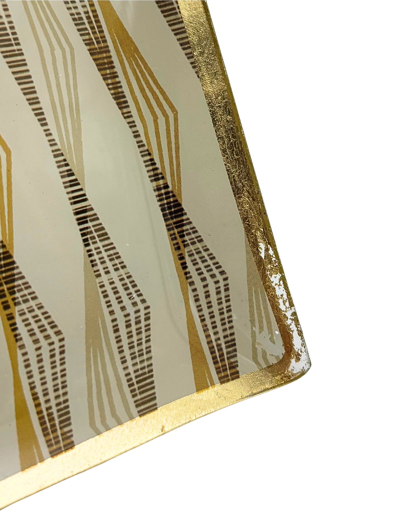 VINTAGE MID CENTURY GOLD GEOMETRIC GLASS TRAYS – SET OF 2