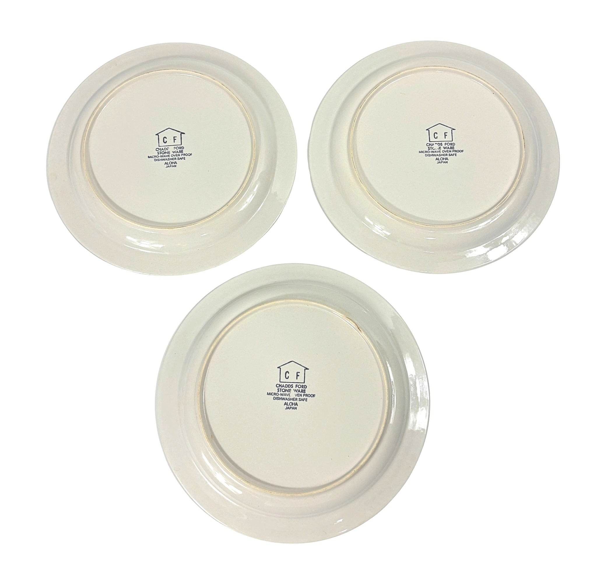 VINTAGE CHADDS FORD ALOHA STONEWARE DINNER PLATES – SET OF 3
