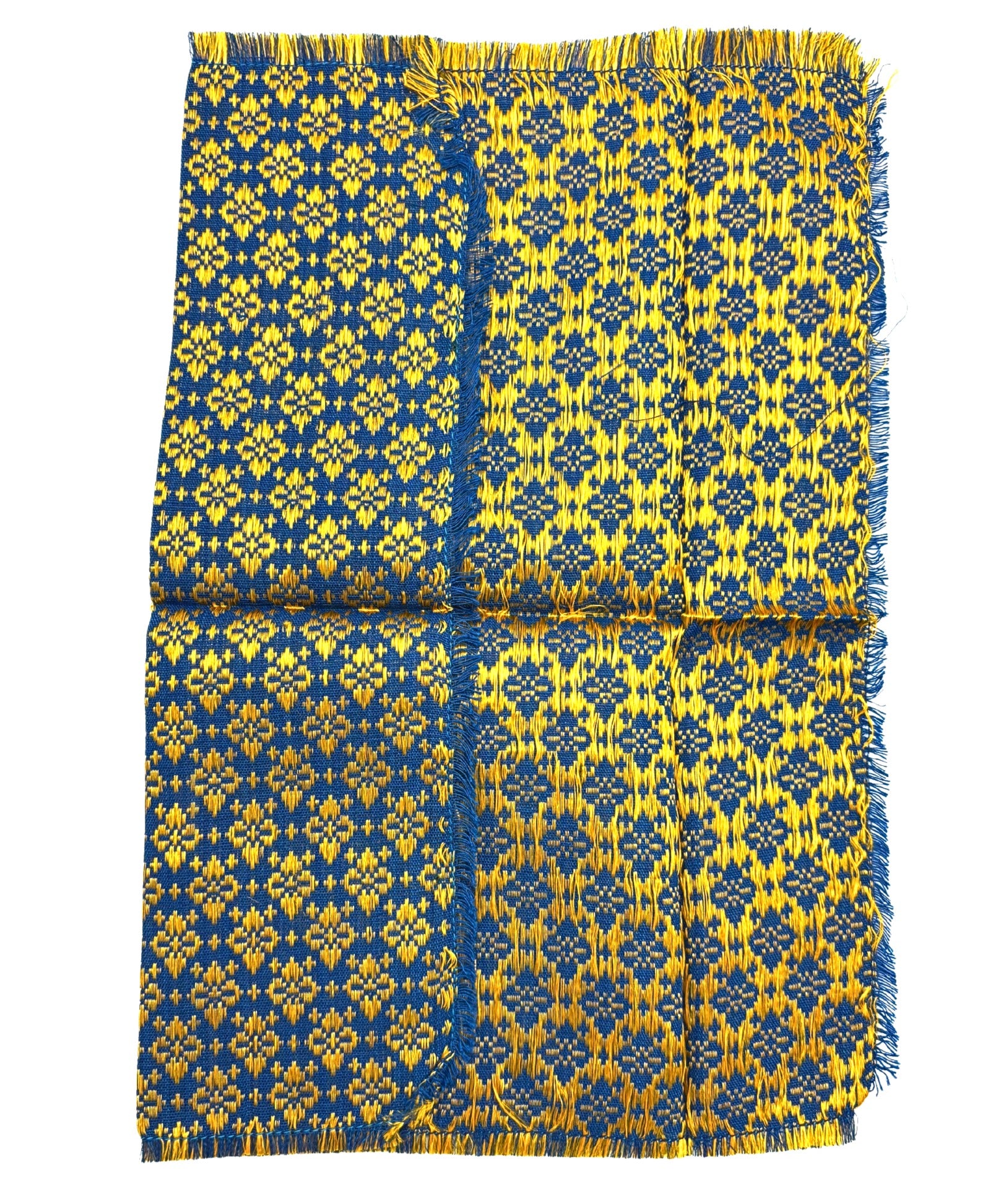 VINTAGE BLUE AND GOLD JACQUARD TABLECLOTH SET WITH 12 NAPKINS