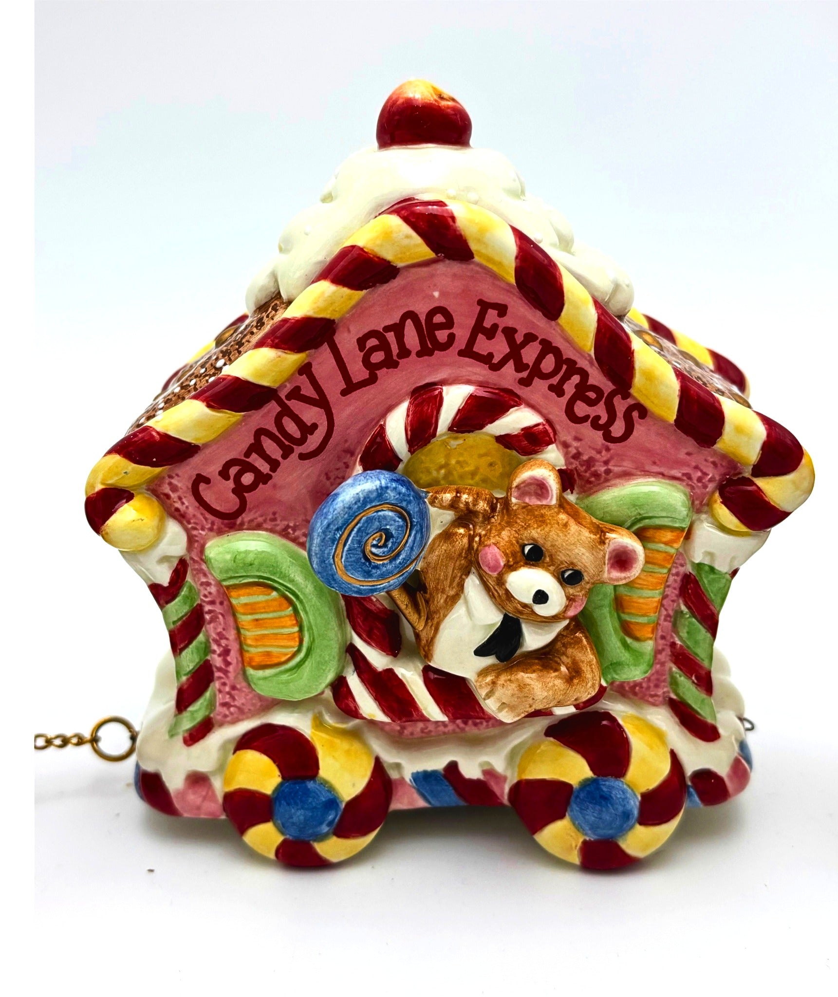 FITZ AND FLOYD CANDY LANE EXPRESS CERAMIC CHRISTMAS TRAIN SET