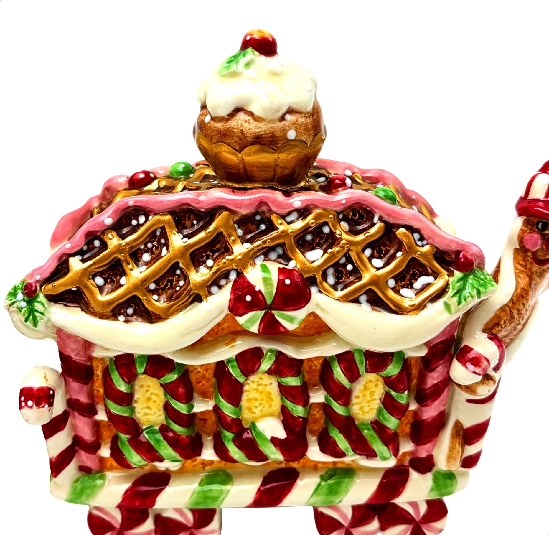 FITZ AND FLOYD CANDY LANE EXPRESS CERAMIC CHRISTMAS TRAIN SET