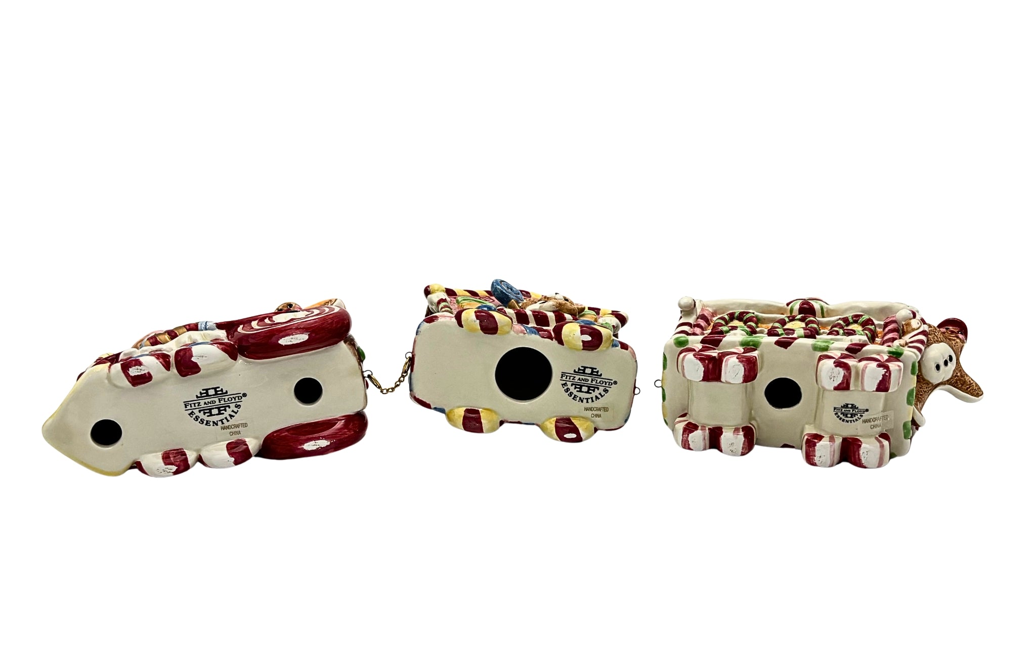 FITZ AND FLOYD CANDY LANE EXPRESS CERAMIC CHRISTMAS TRAIN SET
