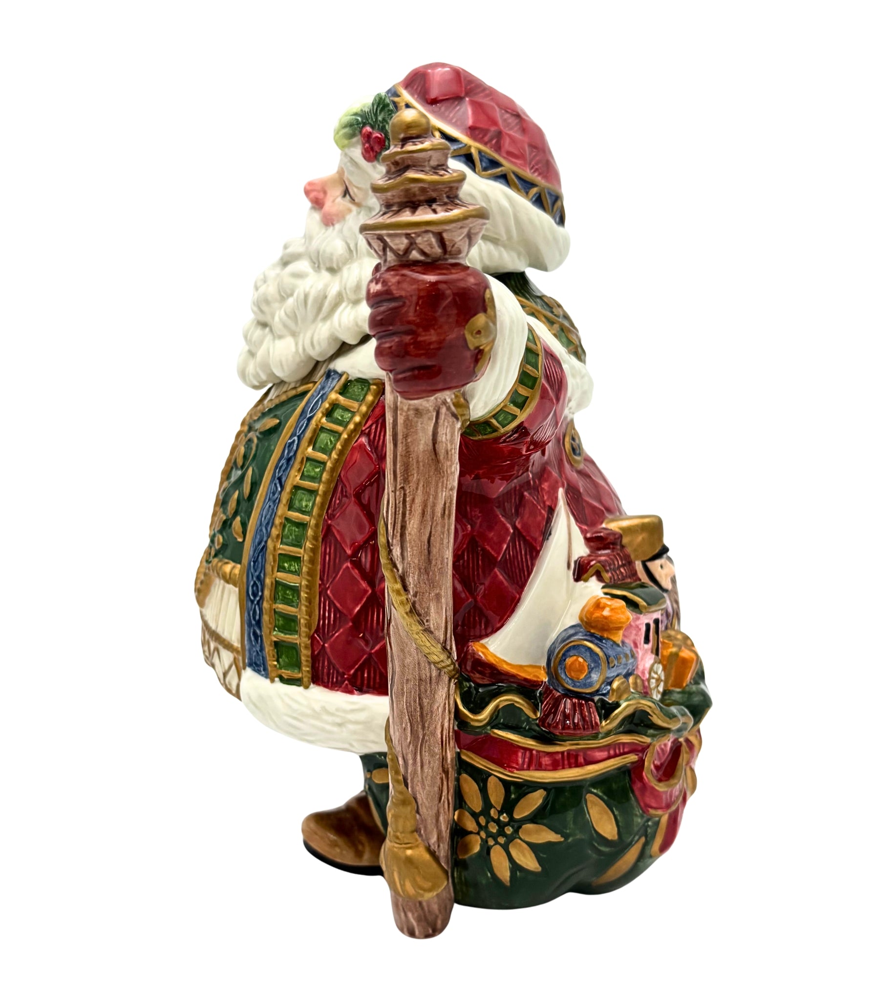 VINTAGE FITZ AND FLOYD SANTA TEAPOT – HAND-PAINTED CERAMIC CHRISTMAS SERVEWARE