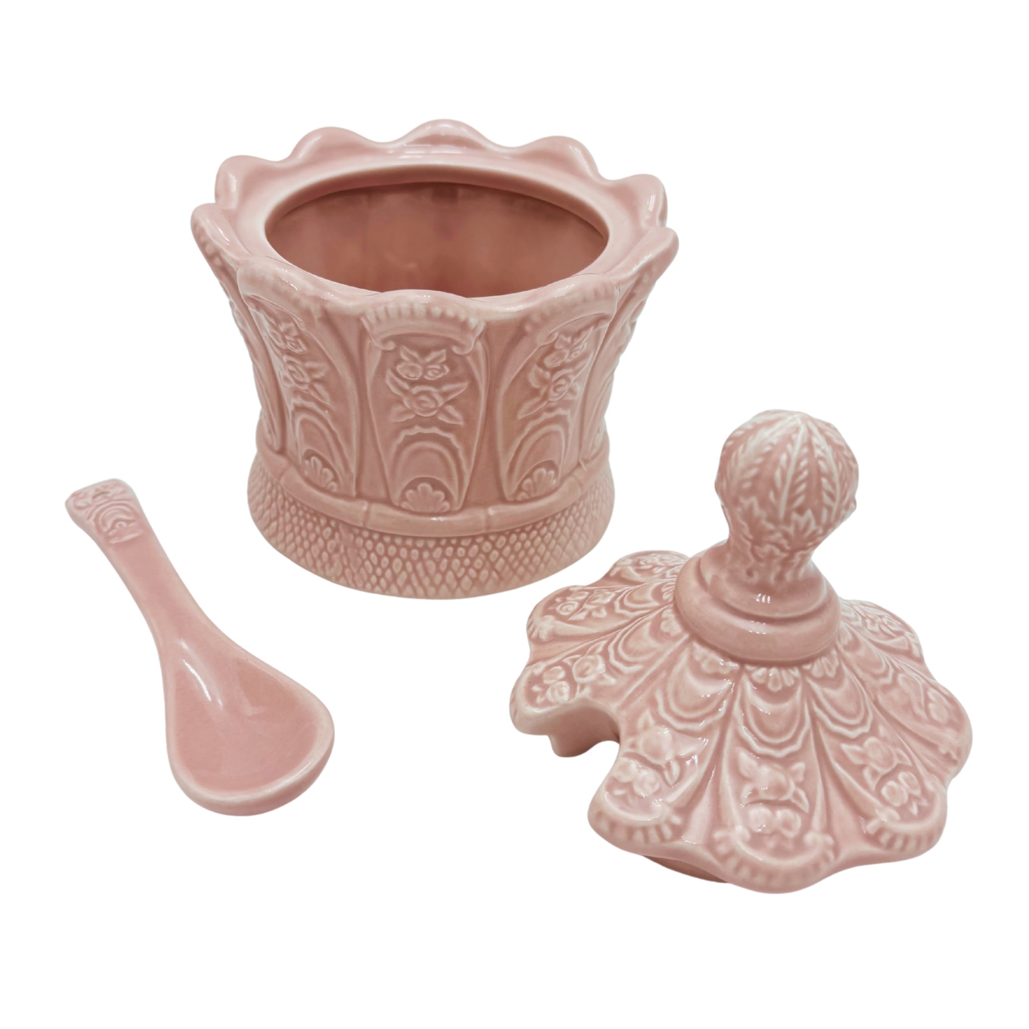 VINTAGE ROMANCING PROVENCE RSVP PINK CERAMIC TEA SET WITH LARGE SERVING TRAY