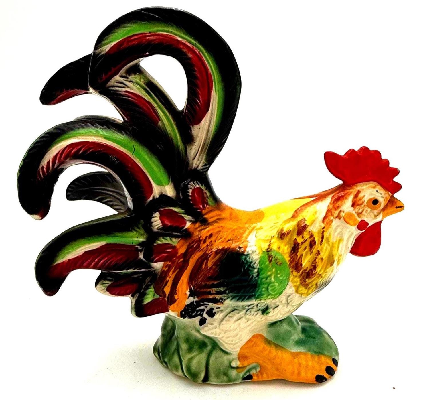 VINTAGE MID-CENTURY JAPANESE CERAMIC ROOSTER FIGURINES – PAIR