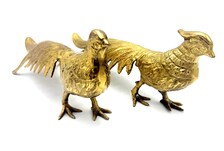 VINTAGE BRASS LONG-TAILED PHEASANT SCULPTURES, MATCHED PAIR, CIRCA 1970S–1980S