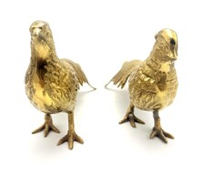 VINTAGE BRASS LONG-TAILED PHEASANT SCULPTURES, MATCHED PAIR, CIRCA 1970S–1980S