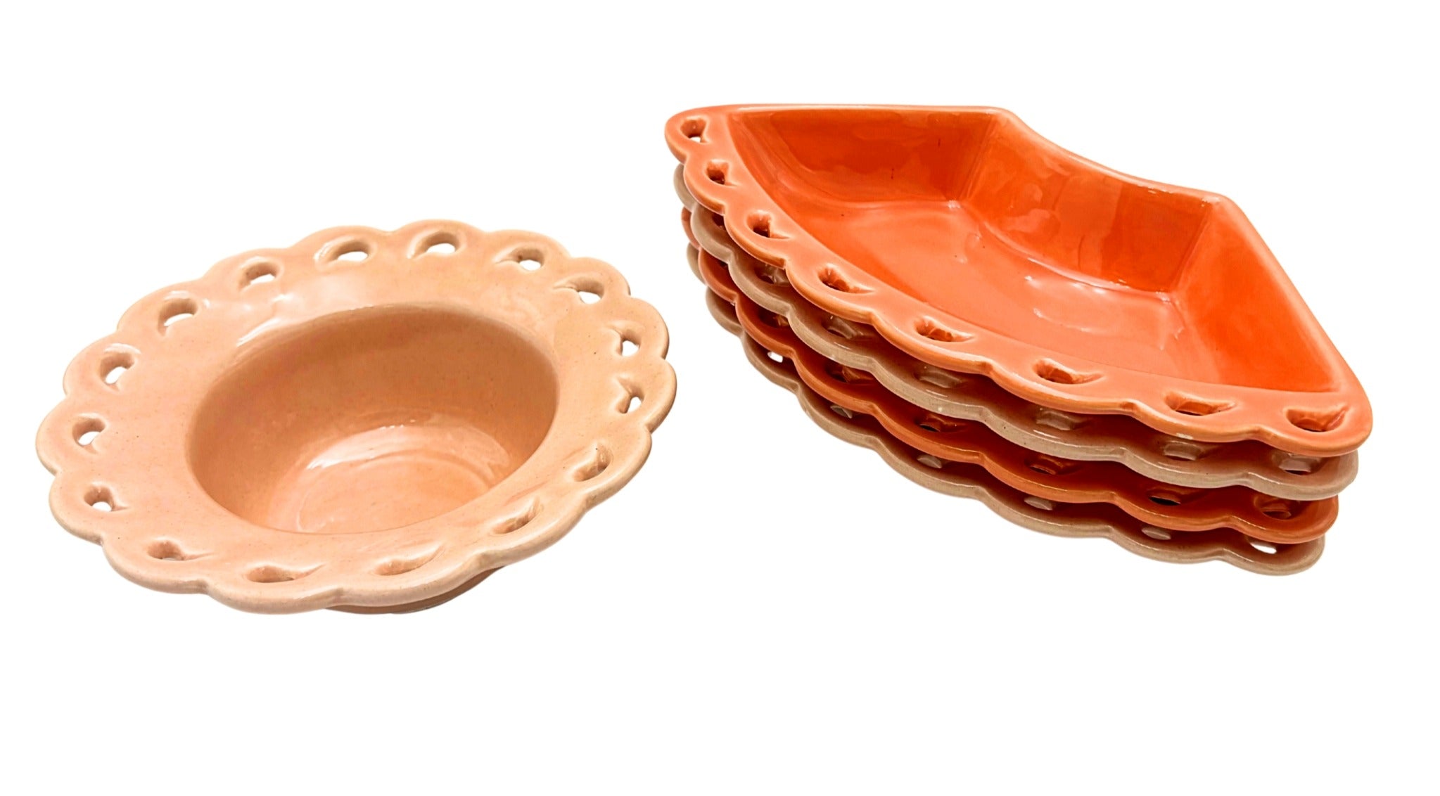 VINTAGE CALIFORNIA POTTERY LAZY SUSAN CHIP & DIP SET