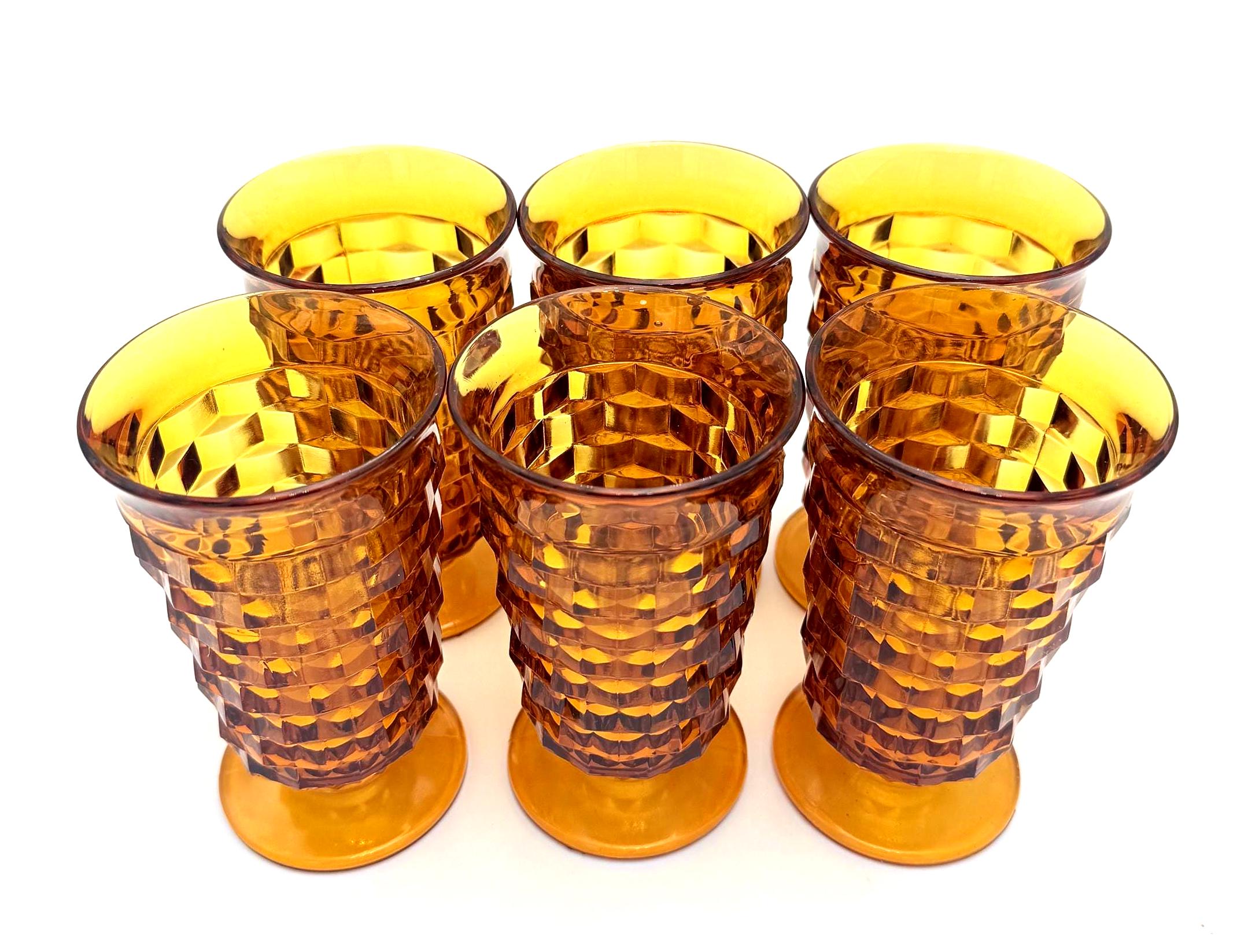VINTAGE COLONY WHITEHALL AMBER ICED TEA GOBLETS | SET OF 6