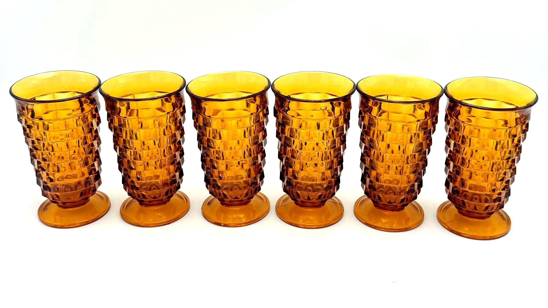 VINTAGE COLONY WHITEHALL AMBER ICED TEA GOBLETS | SET OF 6