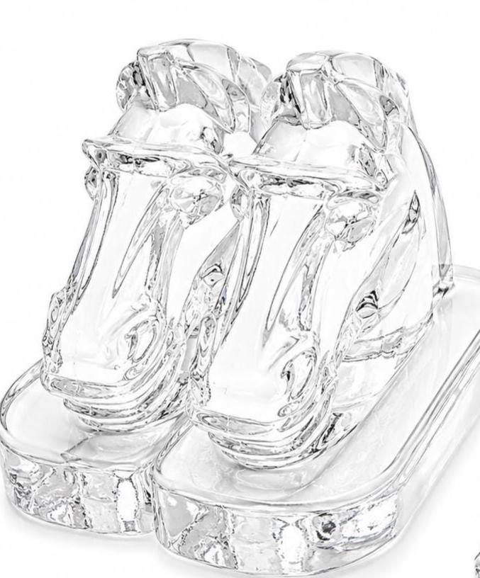 VINTAGE HEAVY CRYSTAL HORSE HEAD BOOKENDS | ART DECO STYLE SCULPTURAL PAIR
