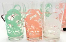 FEDERAL GLASS GAZELLE HIGHBALL SET WITH CADDY, CIRCA 1951–1960