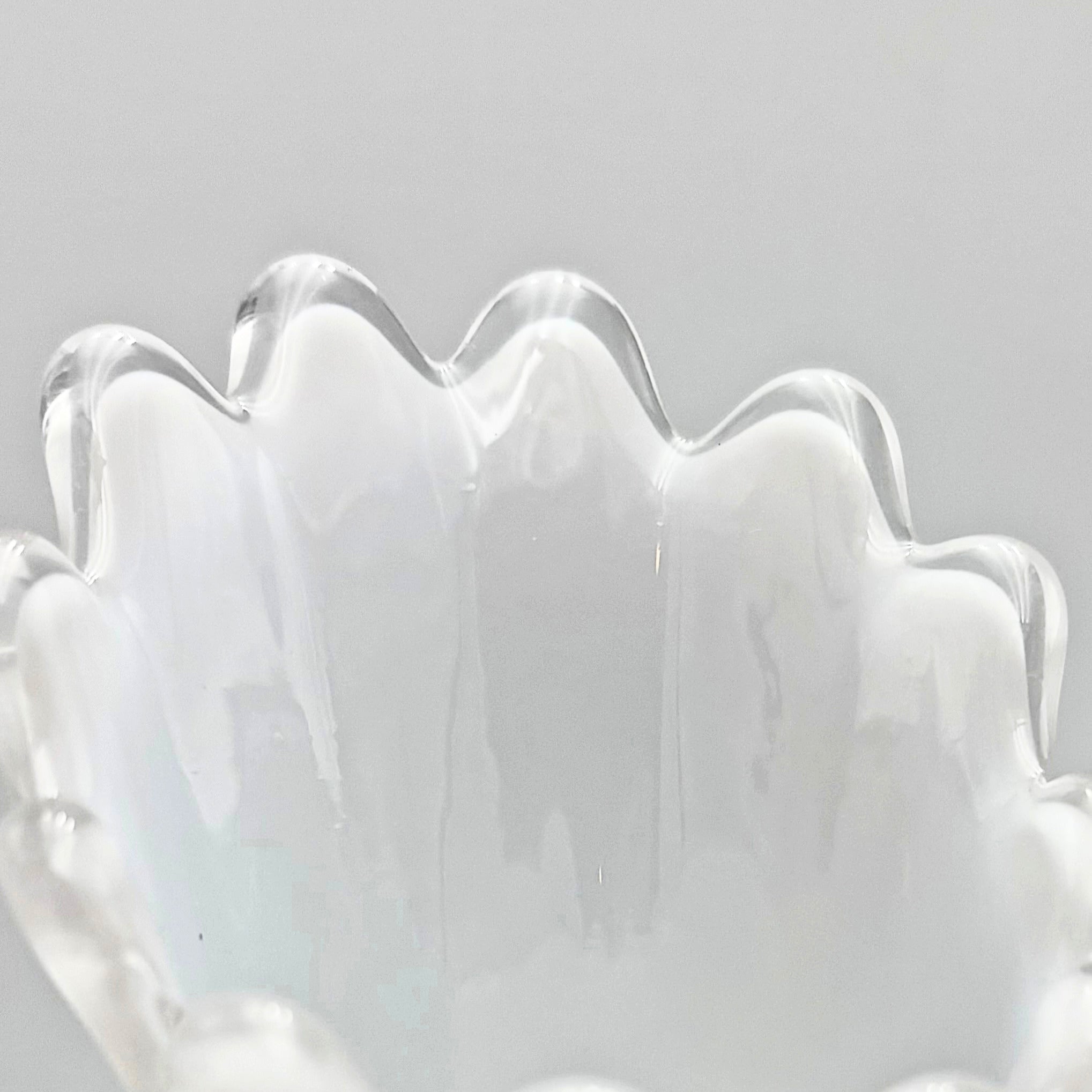 VINTAGE FOSTORIA HEIRLOOM WHITE OPALESCENT STRETCH GLASS VASE, 13”