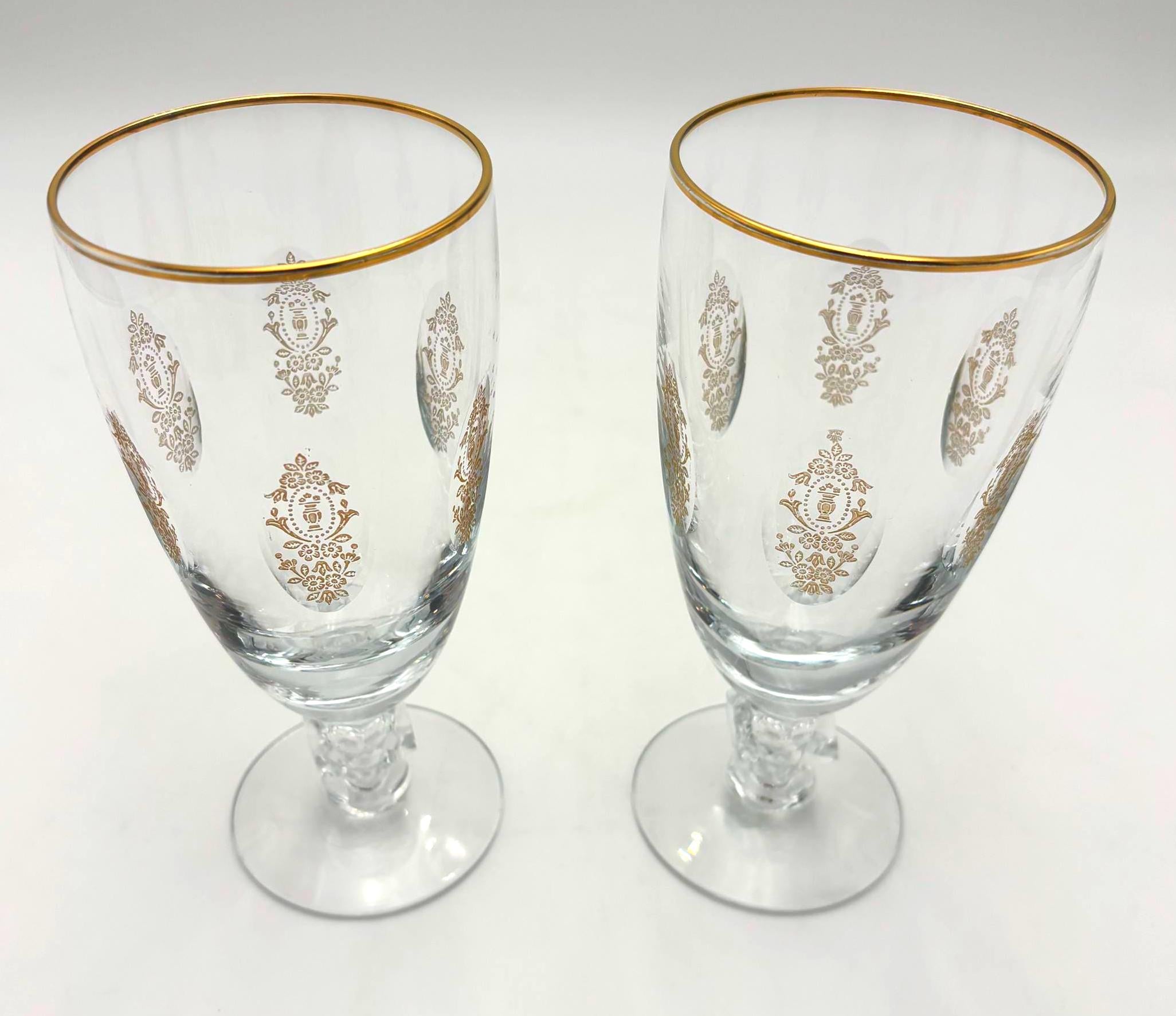 Vintage Franciscan Masterpiece Crystal Palais Versailles Gold Goblets Set of 2, Gold Rim Gilt Stemware, Hollywood Regency Crystal Barware