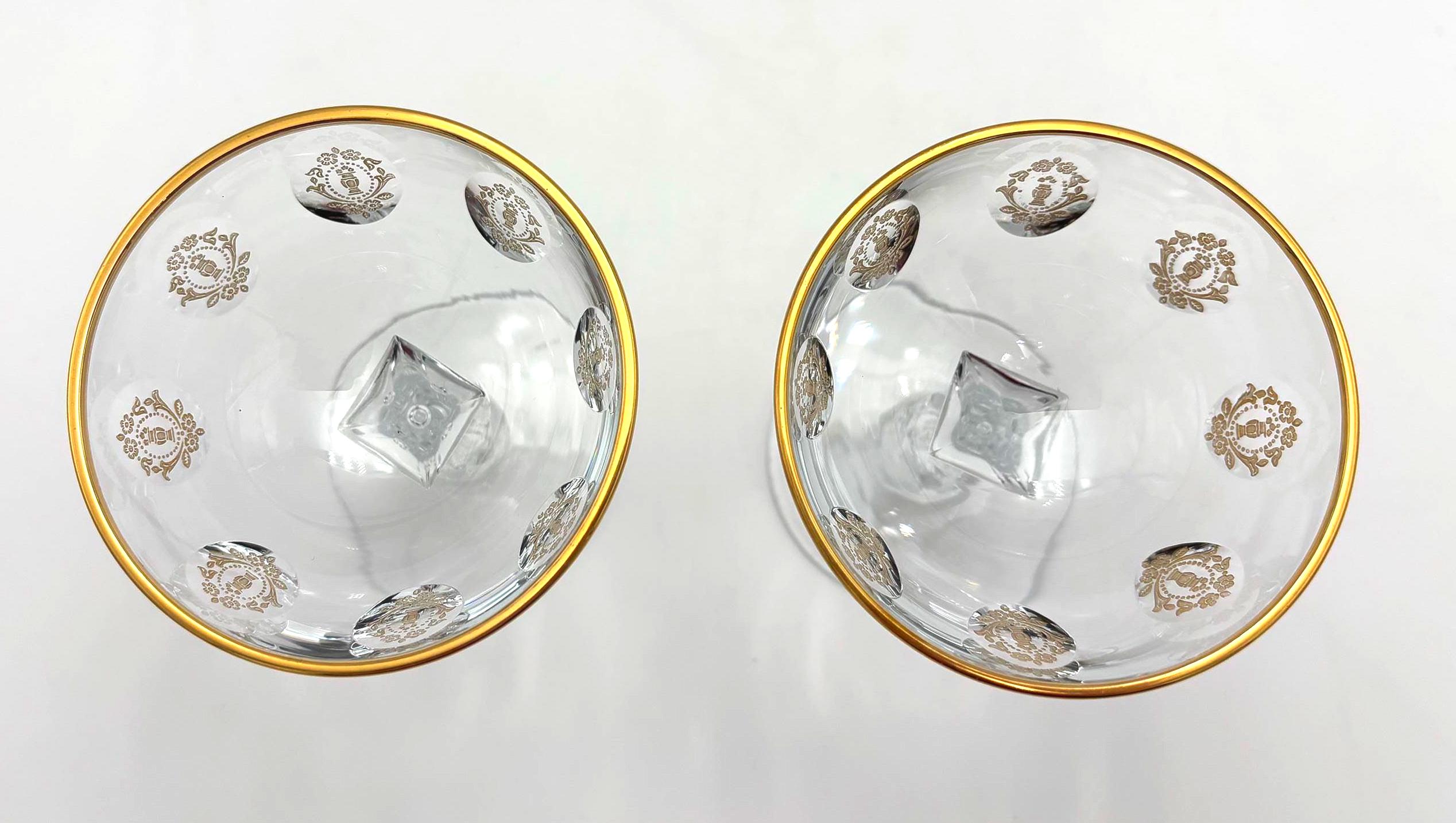 Vintage Franciscan Masterpiece Crystal Palais Versailles Gold Champagne Coupe Glasses Set of 2, Gold Rim Gilt Cocktail Glasses