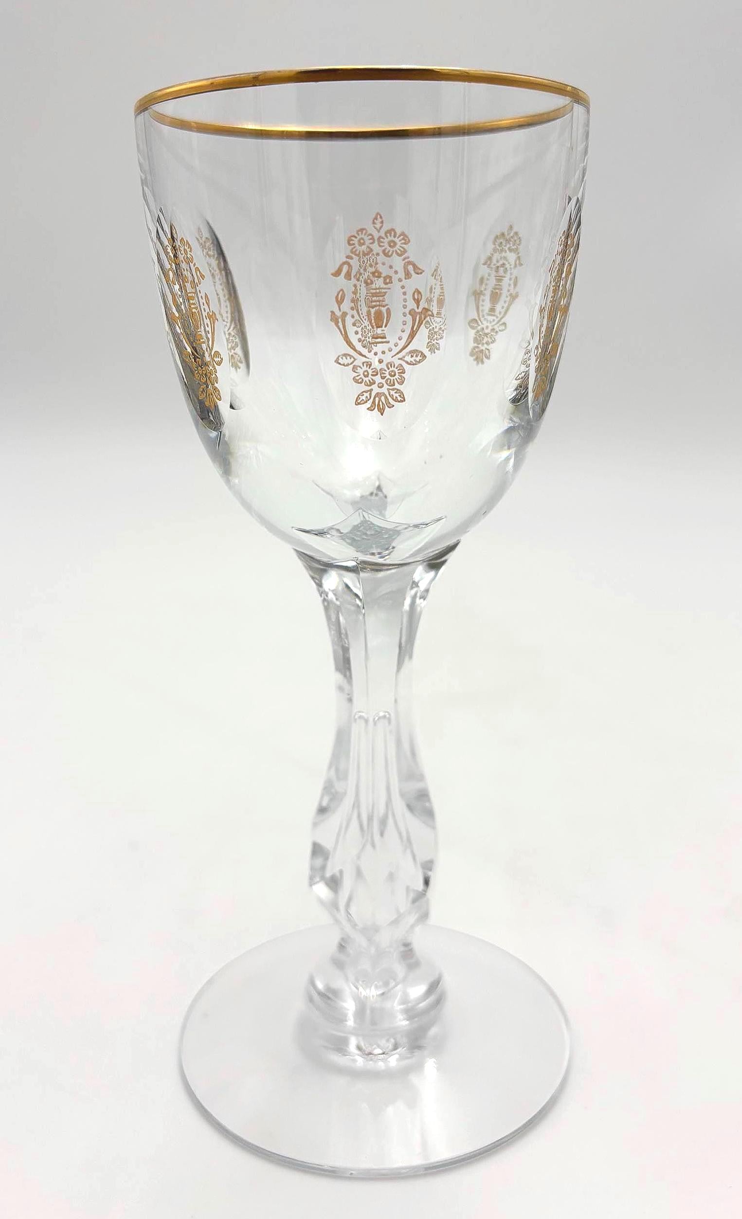 Vintage Franciscan Masterpiece Crystal Palais Versailles Gold White Wine Glasses Set of 4, Gold Rim Gilt Stemware, Hollywood Regency Barware