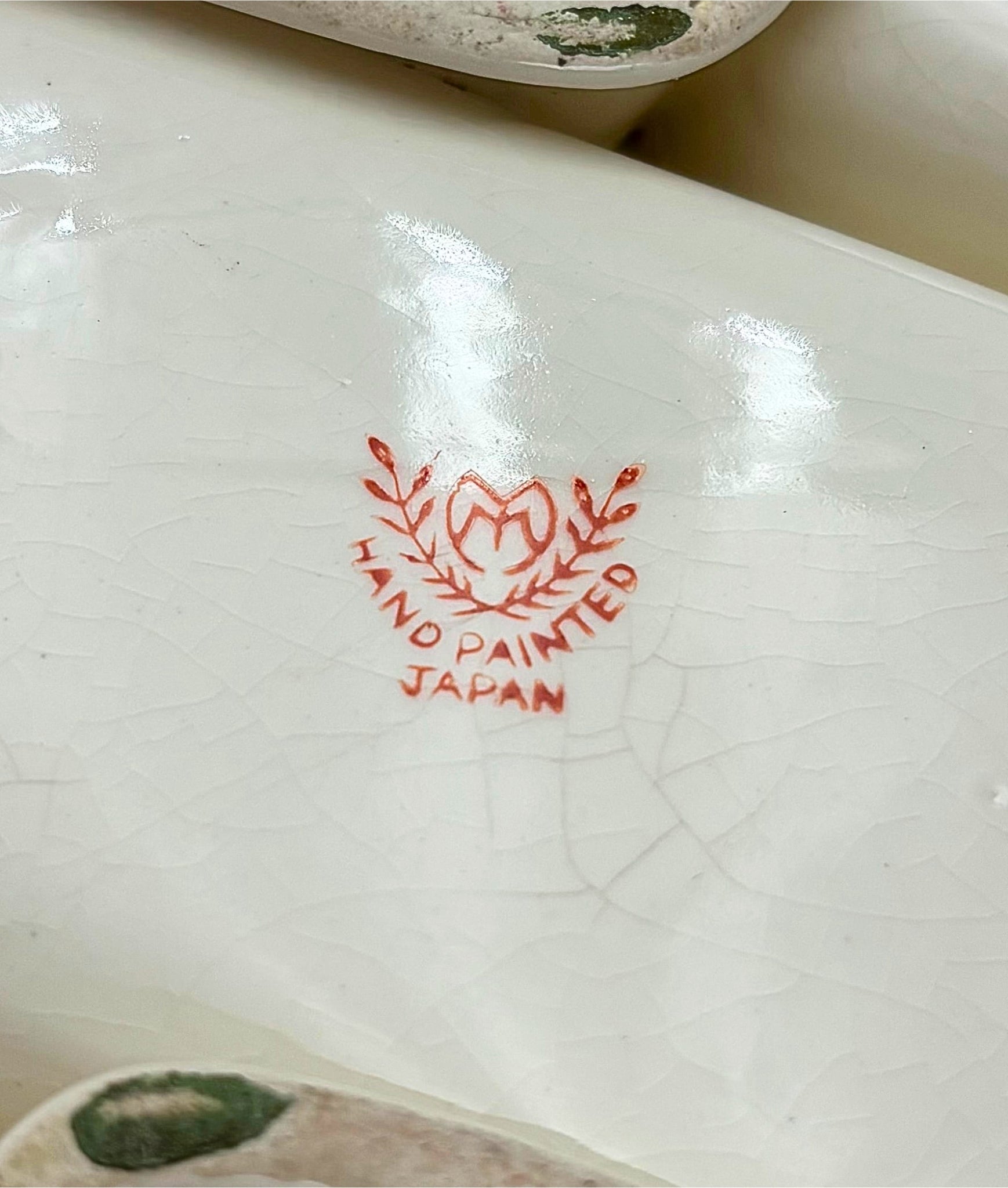 VINTAGE HAND PAINTED JAPAN GOLD PORCELAIN DIVIDED RELISH TRAY, 1920S–1930S ART NOUVEAU MORIAGE SERVING DISH