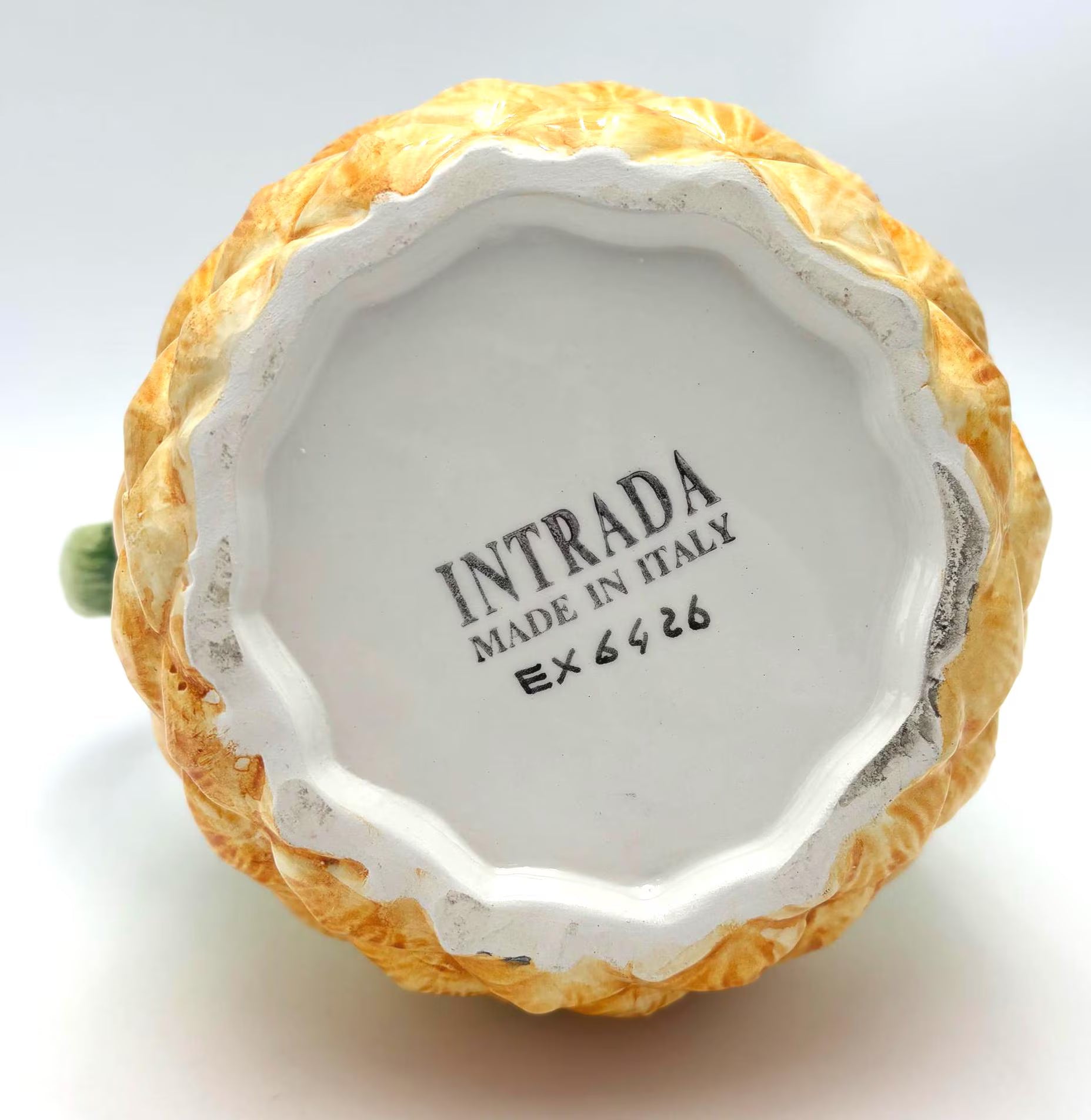 VINTAGE ITALIAN PINEAPPLE PITCHER – INTRADA MAJOLICA STYLE CERAMIC VASE COASTAL PALM BEACH BARWARE