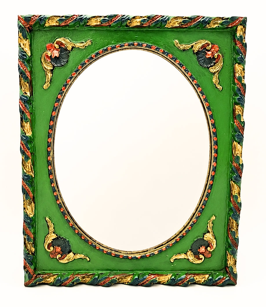 VINTAGE EMERALD GREEN FLORENTINE GILT WALL MIRROR