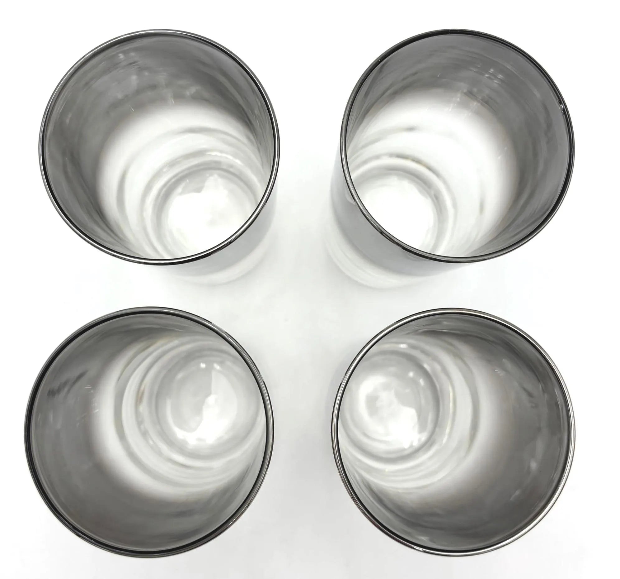 VINTAGE LIBBEY SILVER FADE HIGHBALL GLASSES – MID CENTURY HOLLYWOOD REGENCY OMBRE BARWARE – SET OF 4