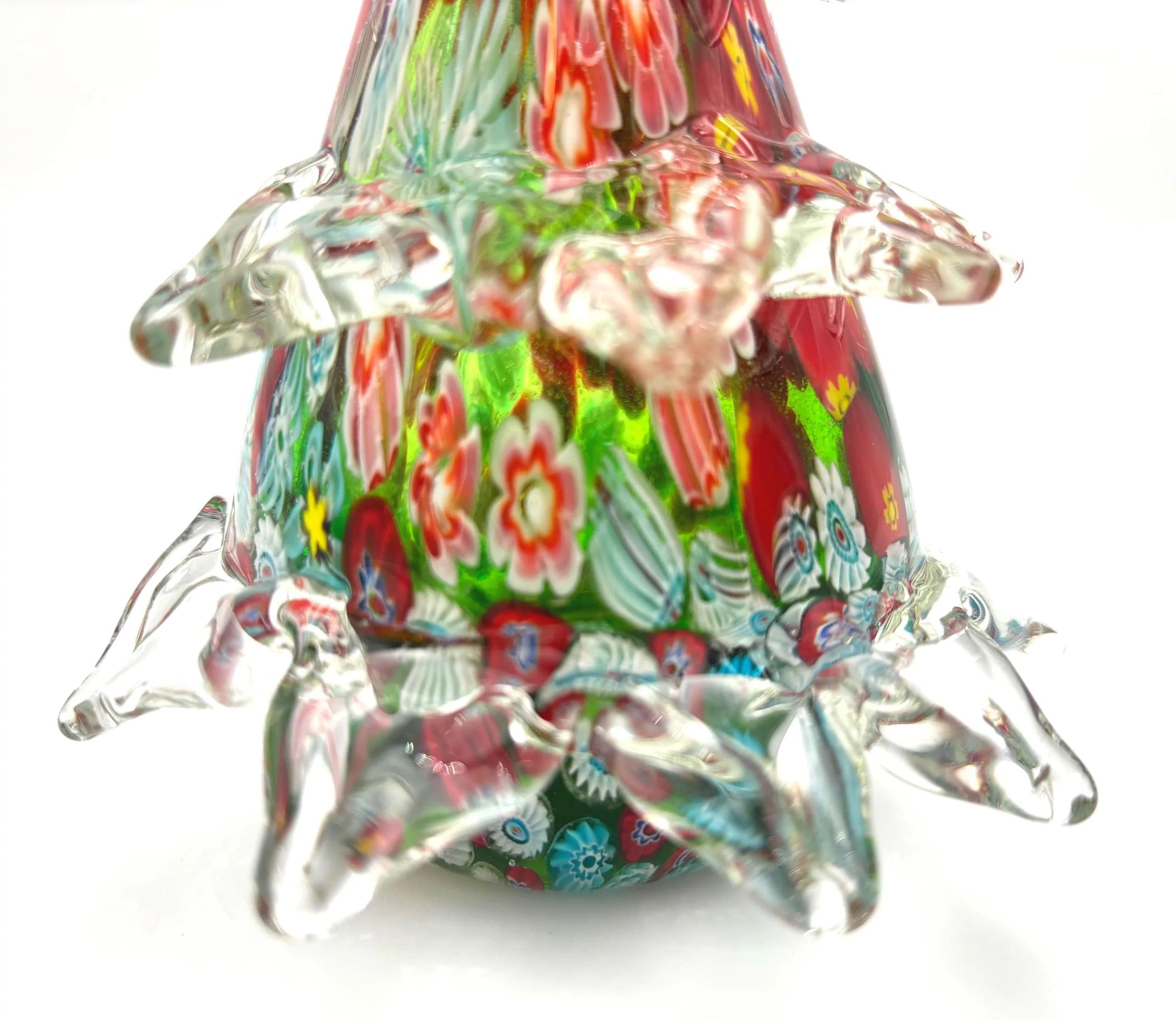 VINTAGE MURANO MILLEFIORI GLASS CHRISTMAS TREE | HAND BLOWN ITALIAN ART GLASS HOLIDAY SCULPTURE
